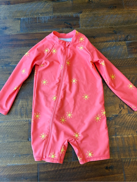 Carter's Other - Carter's Coral Pink Long-Sleeve Sunsuit with Yellow Sun Print